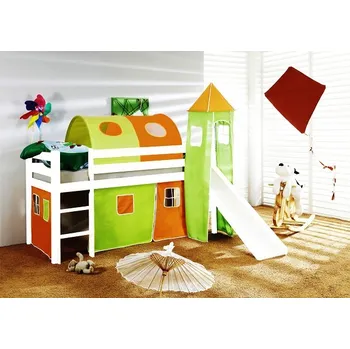 Dětská postel Světmimi Postel se skluzavkou BÍLÁ zeleno-oranžová Věžička: NE, Tunel: NE