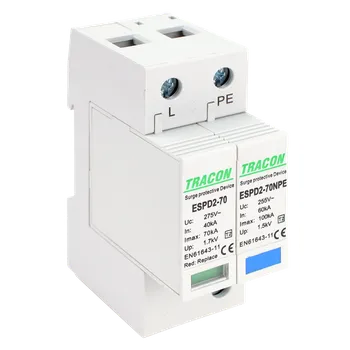 Přepěťová ochrana Tracon ESPD2-70-1+1P Svodič přepětí AC, typ T2odnímatelný modul (Tracon ESPD2-70-1+1P)