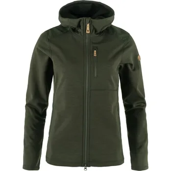 Dámská mikina fleecová mikina dámská FJÄLLRÄVEN Keb Fleece Hoodie W, Deep Forest - XS