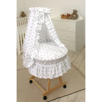 košík pro miminko Světmimi Košík na kolečkách ŠEDÉ HVĚZDIČKY