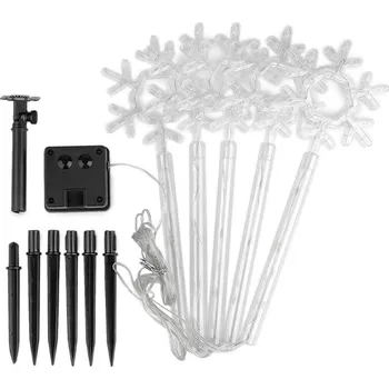 Vánoční dekorace Vánoční solární svítidlo se zápichem stromečky, hvězdy, vločky Varianta: 1 transparent vločka, Balení: 1 sada