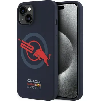Pouzdro na mobilní telefon Pouzdro RED BULL pro IPHONE 15 kompatibilní s MagSafe RBHMP15S24SIOLVR (silikonové ORBR20 Logo Red Lining) tmavě modré
