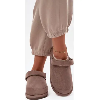 Dámské pantofle Boto Dámské pantofle s páskem Vyhřívané s kožíškem Tmavě béžové Rilena Boto hnědá | krémová 3446757