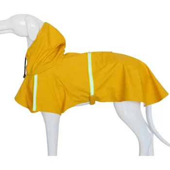 Obleček pro psa Pláštěnka pro psa 3–5 kg s kapucí a reflexními prvky Velikost L 47 cm hrudník 35 cm délka Kapsa na suchý zip Voděodolný obleček pro psy žlutá