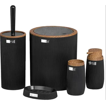 Sada koupelnových doplňků Kulatá sada koupelnových doplňků 5 kusů černá