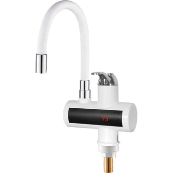 Vodovodní baterie Mixxus Baterie s elektrickým ohřevem vody a flexi výtokem ELW21-EF-WHITE, bílá + ECO Taška z recyklované bavlny v hodnotě 119,-