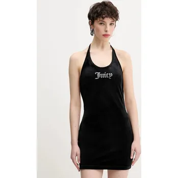 Dámské šaty Velurové šaty Juicy Couture HALTER černá barva, mini, JCWED125326 99X, vel. XL
