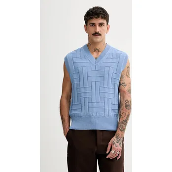 Dámská vesta Bavlněná vesta Kenzo Weave modrá barva, FF55PU7073CB.64 95X, vel. XL