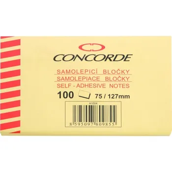 Samolepicí bloček 75 x 127mm, 100 listů, žlutá A1004