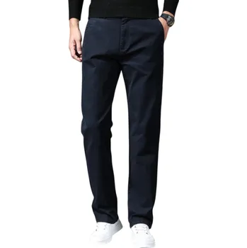 Pánská móda Pánské společenské kalhoty s kapsami Jednobarevné Elegantní rovný střih Pohodlné pro muže do práce i na slavnostní události tmavě modrá 28