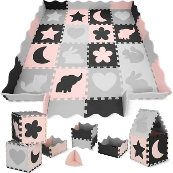 4FIZJO hrací podložka Animals 150 x 150 růžová