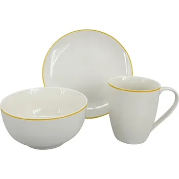 Talíř by inspire Snídaňový porcelánový set Milo (hrnek, miska, talíř), žlutá linka