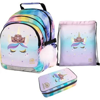 Školní batoh Školní batoh pro prvňáčky Ulitaa - Jednorožec, 3dílný set penál velký