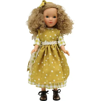 Panenka Panenka Pepa´s v kostičkových šatech hořčicové barvy od firmy Folk Artesanía (41 cm )