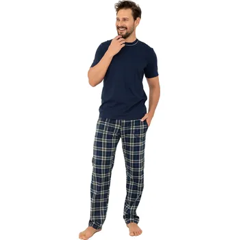 Pánské pyžamo Pánské pyžamo ITALIAN FASHION ANDREAS kr.dl. tmavě modrá/print L 0