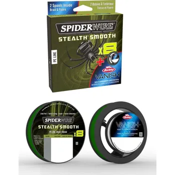 Pletená Šňůra s Fluorocarbonem Spiderwire STLTH Smooth8 Green 150m 0,13mm/0,38mm/10kg/40m