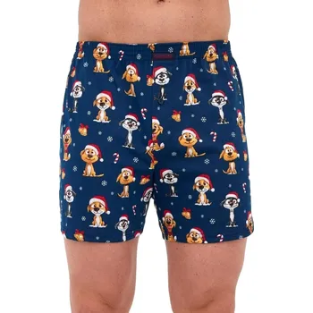 Pánské spodní prádlo Pánské boxerky CORNETTE 016/20 DOGS tmavě modrá 4XL 0
