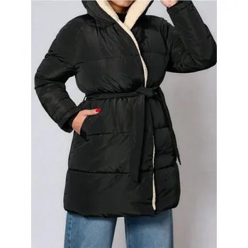 Sinsay - Prošívaný kabát s kapucí - černá - 626FH-99X - 626FH-99X-L