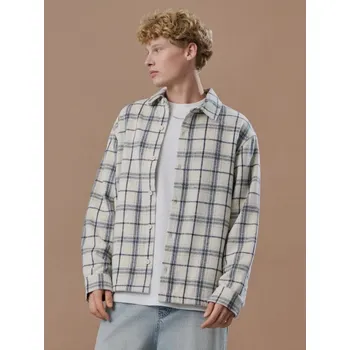 Pánská mikina Kostkovaná košilová bunda - S - House - krémový - 479GM-01X