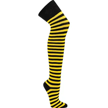 Dámské ponožky Nadkolenky bavlněné Socks 4 Fun 2721 černá-žlutá uni velikost