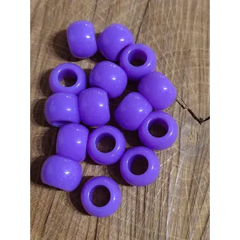 Korálek Plastové korálky s velkým průvlekem 10 ks 11x14 mm barva fialová