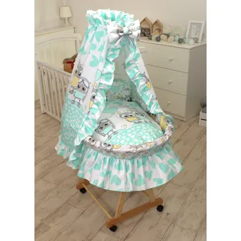 košík pro miminko Světmimi Košík na kolečkách SOVIČKY MINT