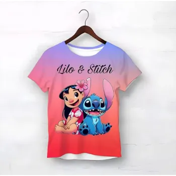 Dívčí tričko Dětské tričko s 3D potiskem Lilo & Stitch (vel. od 3 do 14 let) Motiv: 4) Lilo a Stitch červená, Velikost: 110