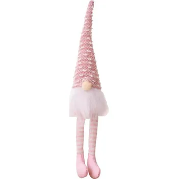 Vánoce Vánoční plyšový skřítek 34,5 cm, růžový