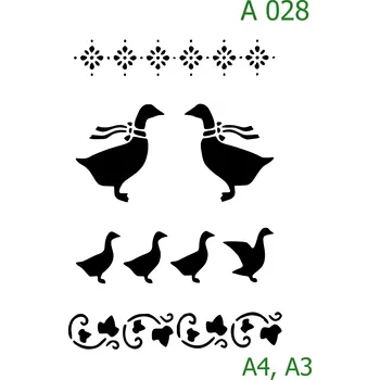 Plastová šablona pro malování - Velikonoce - Husy (A028) - A3 , Nelepící folie