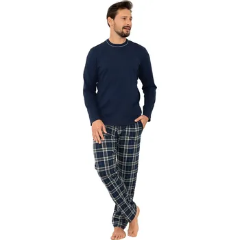 Pánské pyžamo Pánské pyžamo ITALIAN FASHION ANDREAS dlouhé tmavě modrá/print XL 0