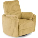 TV křeslo PEGAS s elektrickým polohováním — otáčení, pohupování, látka, hořčicová