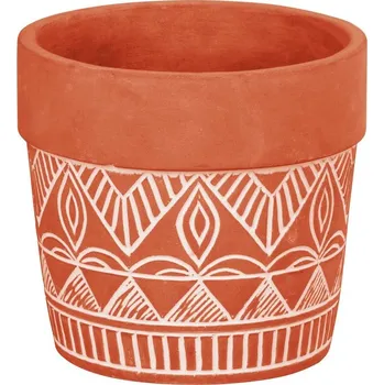 Květináč MagicHome Dekorace MagicHome, Květináč s mozaikou, terakota, cement, 13,8x13,8x12,5 cm