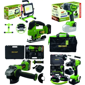 Sada nářadí Procraft aku sada nářadí 20V 6dílů 3 x baterie 4.0Ah s 2x nabíječkámi