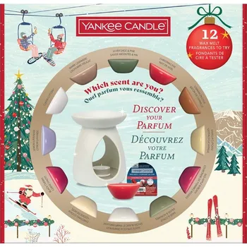 vonný vosk Yankee Candle Vánoční sada 2025 12x 22 g + aromalampa