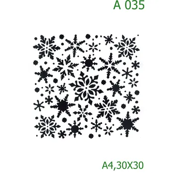 Plastová šablona pro malování - Vánoce - Vločky (A035) - 30 x 30 cm , Lepící fólie