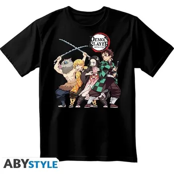 Pánské tričko Tričko ABYstyle Demon Slayer - Group L Černá