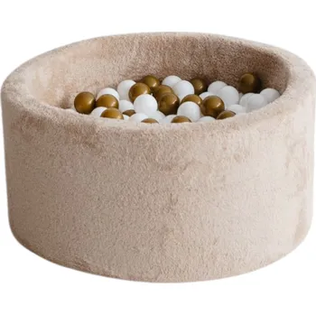 Suchý bazén Světmimi Dětský bazén KULATÝ 90 x 40 cm PLYŠ béžová Poček kuliček: bez míčků