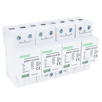 Přepěťová ochrana Tracon ESPD1+2+3-25-4P Svodič přepětí AC, typ T1+T2+T3,neodnímatelný modul (Tracon ESPD1+2+3-25-4P)