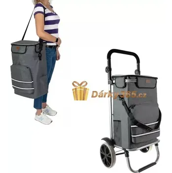 Úložný box Nákupní vozík na kolečkách skládací – 40 l, šedý