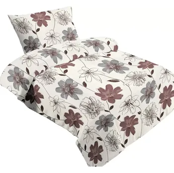 Povlečení Povlečení mikroflanel Hnědá kytka 140x200, 70x90 cm