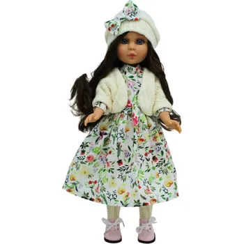 Panenka Panenka Naia v květovaných šatech a bílém kabátku od firmy Folk Artesanía (41 cm )