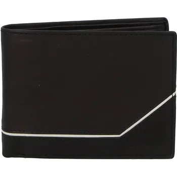 Módní doplněk Pánská kožená peněženka černá - Delami Seum černo/bílá