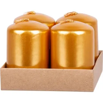 Svíčka Adventní svíčka MAGICHOME VÁNOCE, 4x6 cm, zlatá, 4 ks v balení