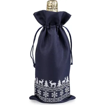 Vánoční dekorace Vánoční dárkový pytlík na láhev 15x32 cm Varianta: 3 modrá tmavá, Balení: 1 ks
