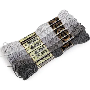 Příze Příze vyšívací typ mouline AIRO sada odstínů 6 ks/8 m Varianta: 11 šedá, Balení: 6 ks