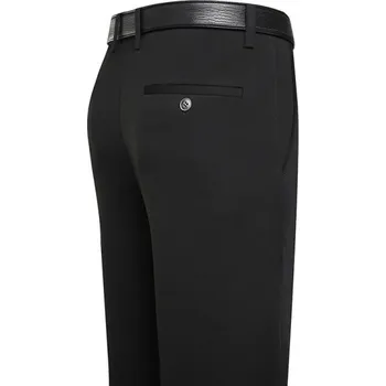 Pánské kalhoty Pánské společenské kalhoty s kapsami Elegantní rovný střih Jednobarevné Pohodlné kalhoty pro muže do práce i na oslavy černá 32