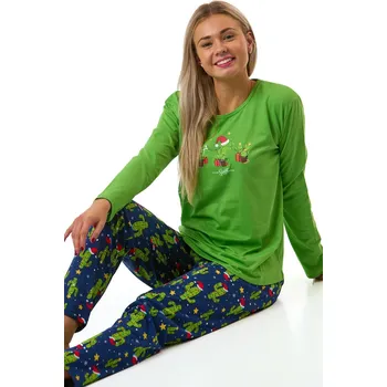 Dámské pyžamo Dámské zelené vánoční pyžamo s motivem kaktusů a hvězd 1B2269 zelená M
