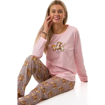 Dámské pyžamo Dámské růžové pyžamo se zvířátky liškou, zajícem a medvědem 1B2311 růžová l