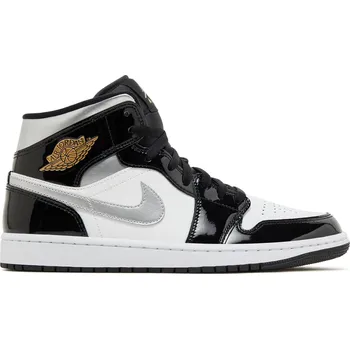 Pánská móda Air Jordan 1 Mid SE 'Black White Metallic Silver' Velikost: 46