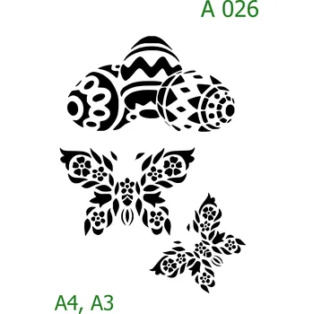 Plastová šablona pro malování - Velikonoce - Vajíčka a motýlci (A026) - A3 , Nelepící folie
